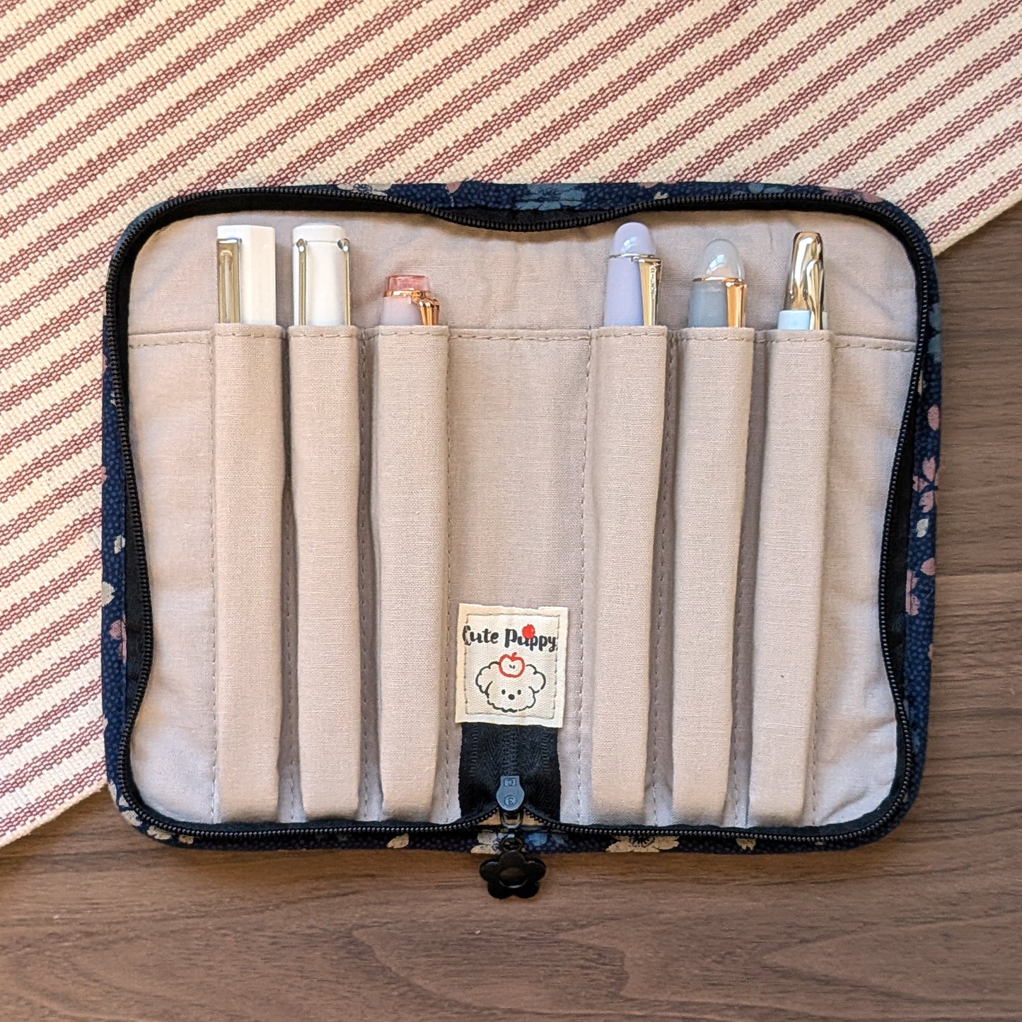 Navy Sakura - 6 Slot Zipper
