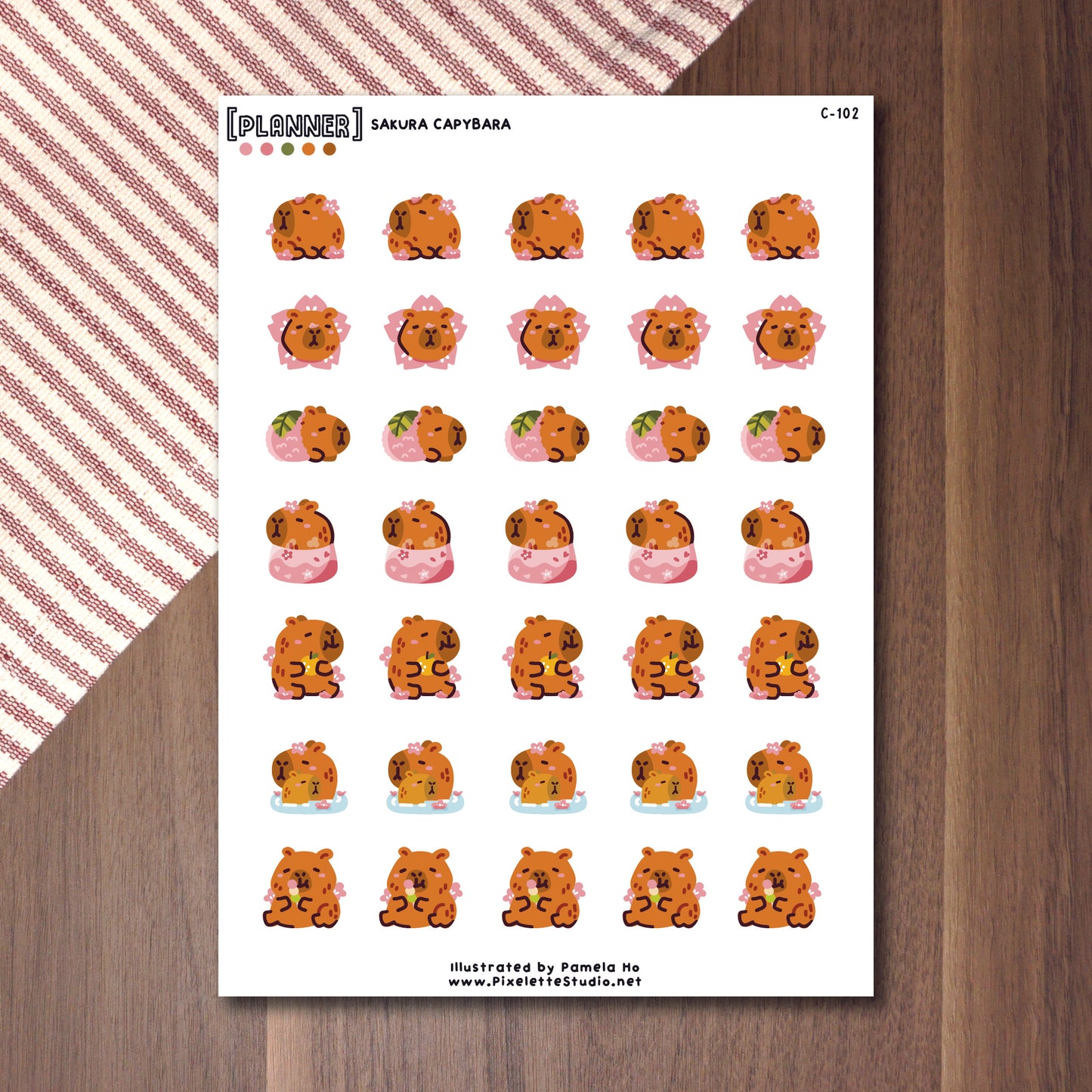 Capybara Sakura Sticker Sheet