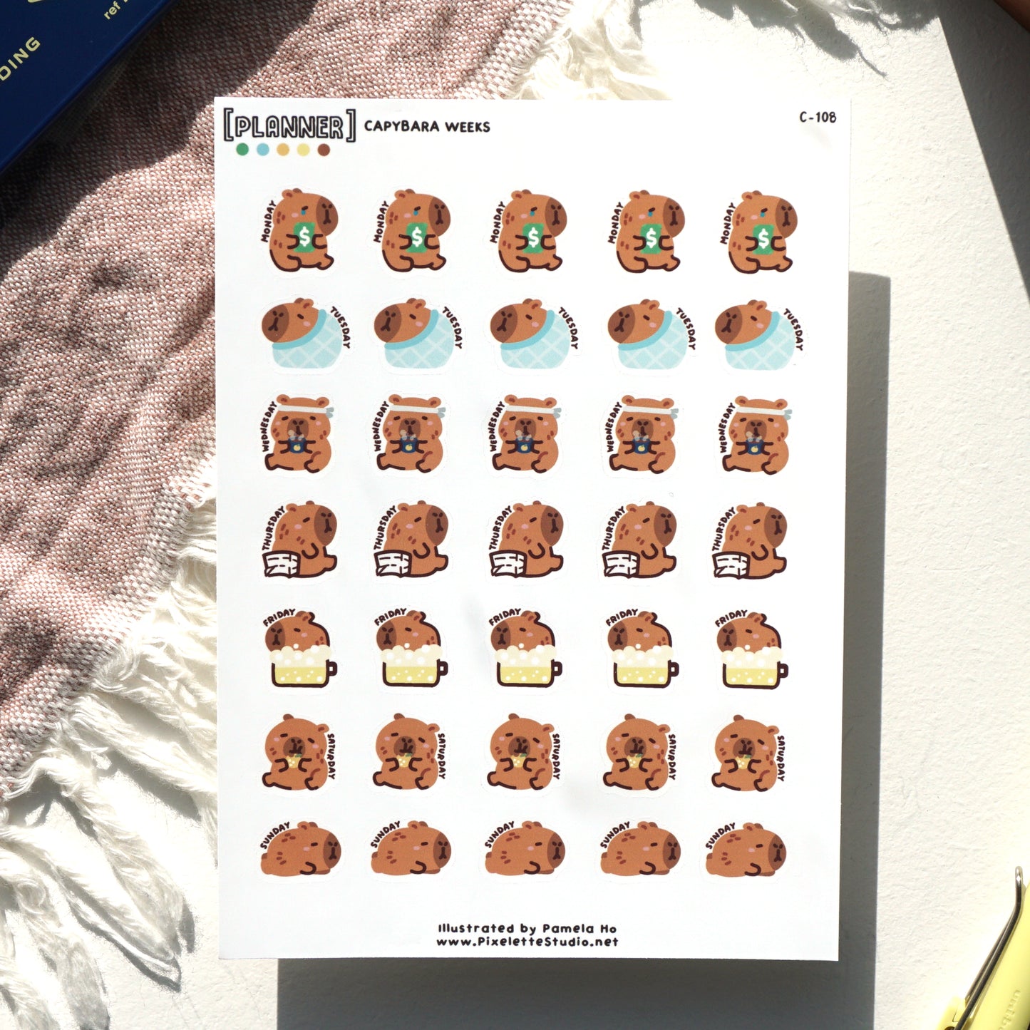 Capybara Weeks Sticker Sheet