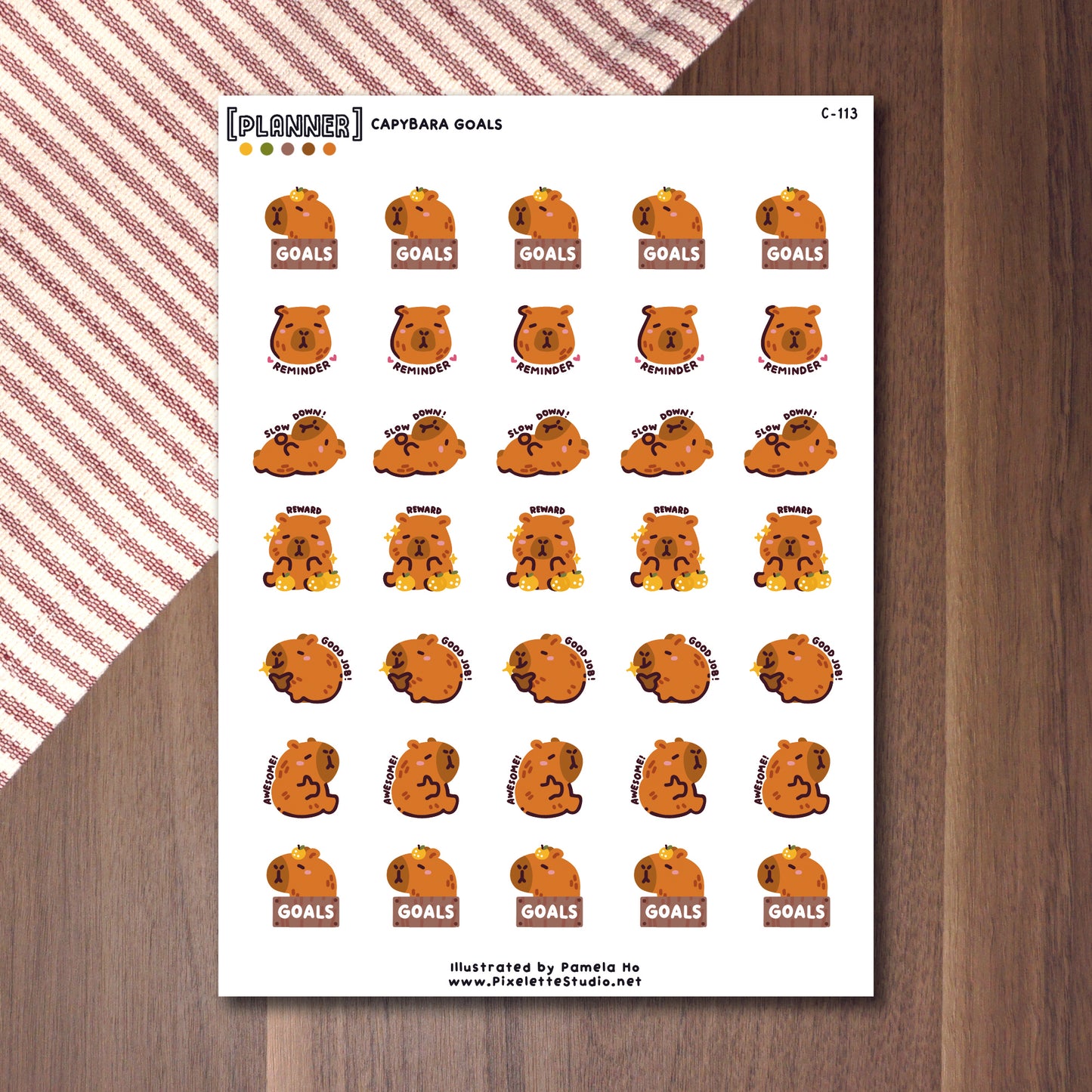 Capybara Goals Sticker Sheet