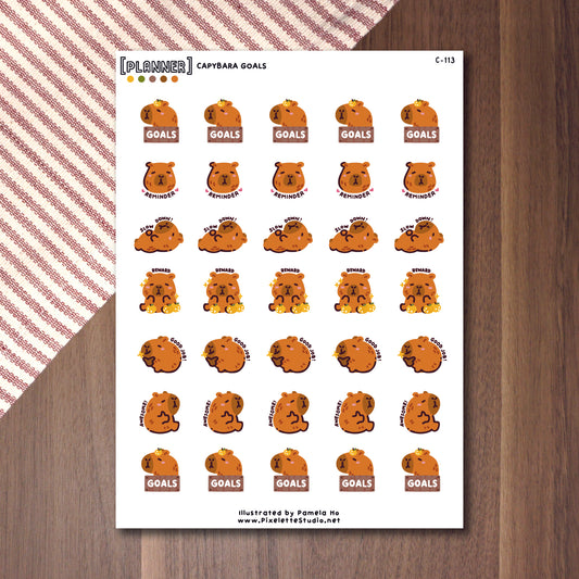 Capybara Goals Sticker Sheet