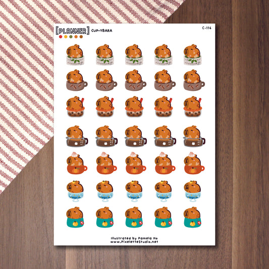 Cup-ybara Sticker Sheet