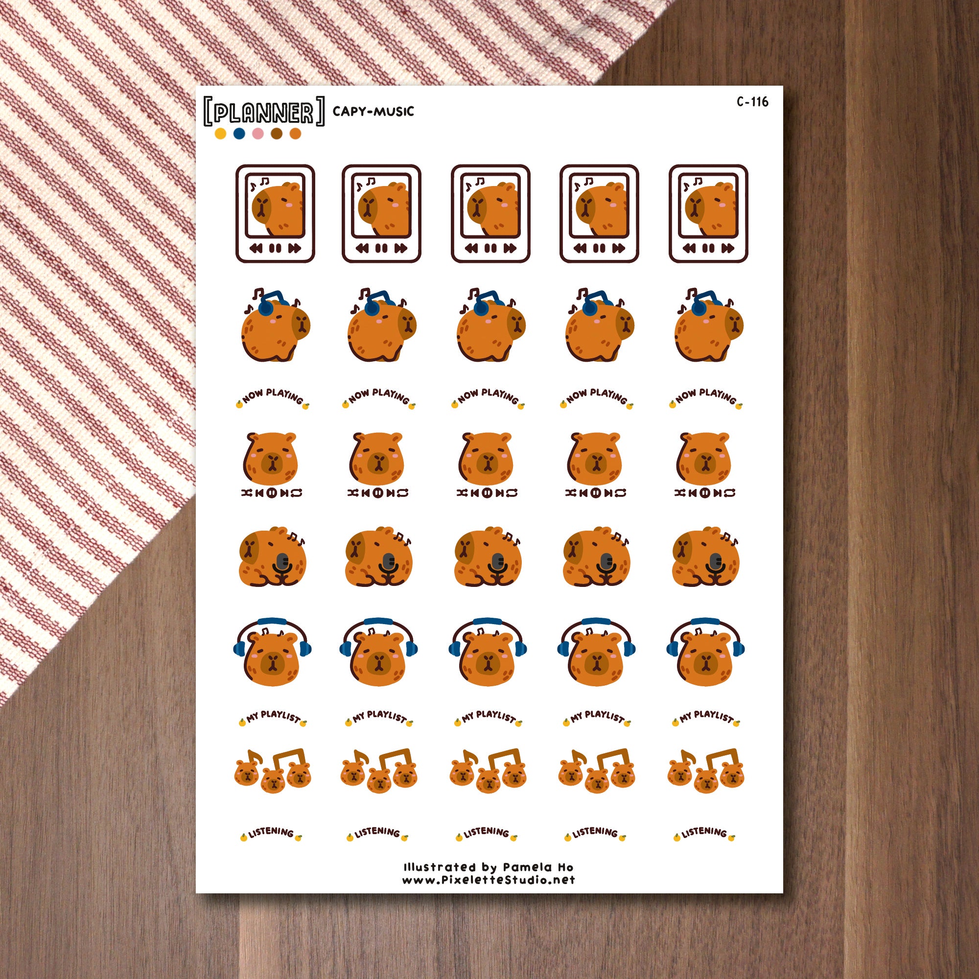 Capy-Music Sticker Sheet – Pixelette Studio