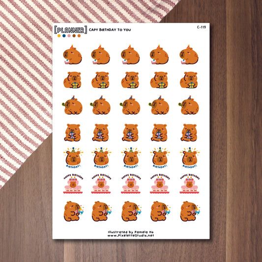 Capy Birthday Sticker Sheet