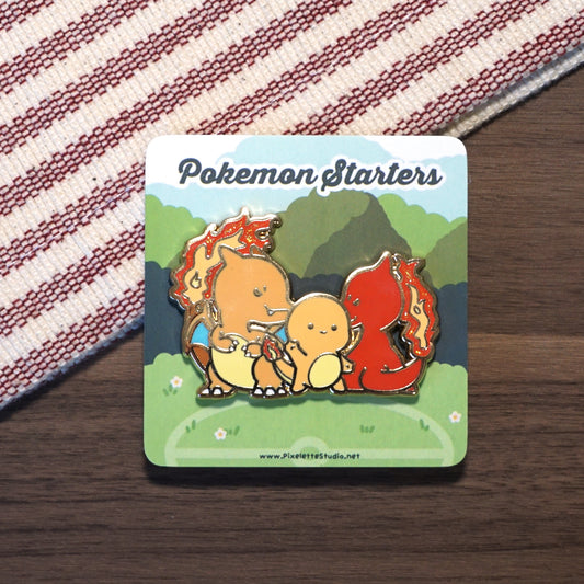 Poke Starters - Fire- Enamel Pin