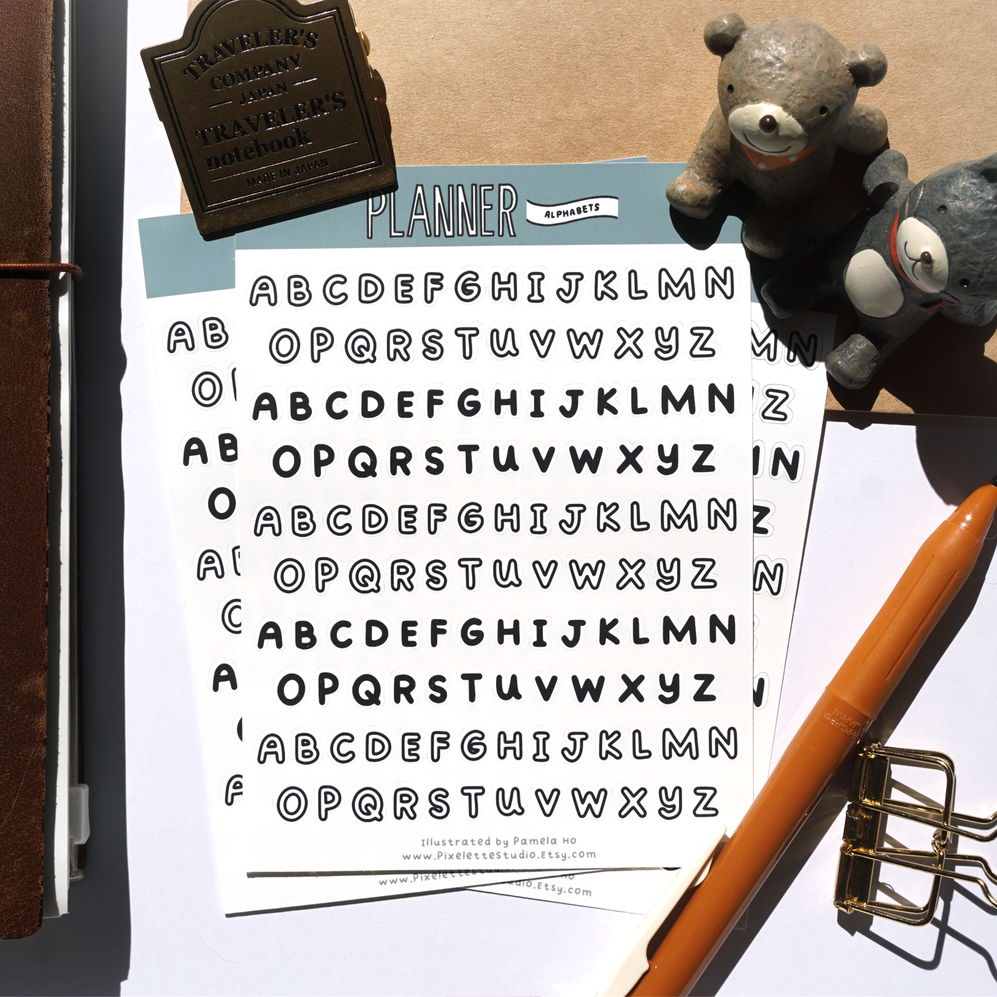 Alphabet Upper Case Letters Sticker Sheet