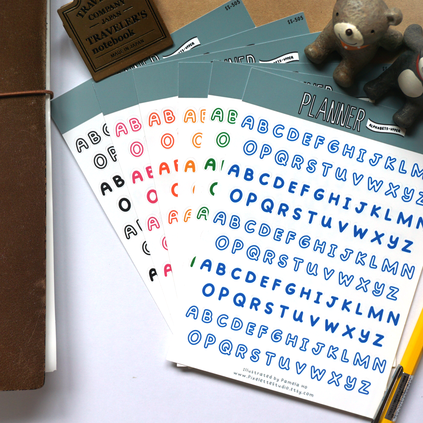 Alphabet Upper Case Letters Sticker Sheet