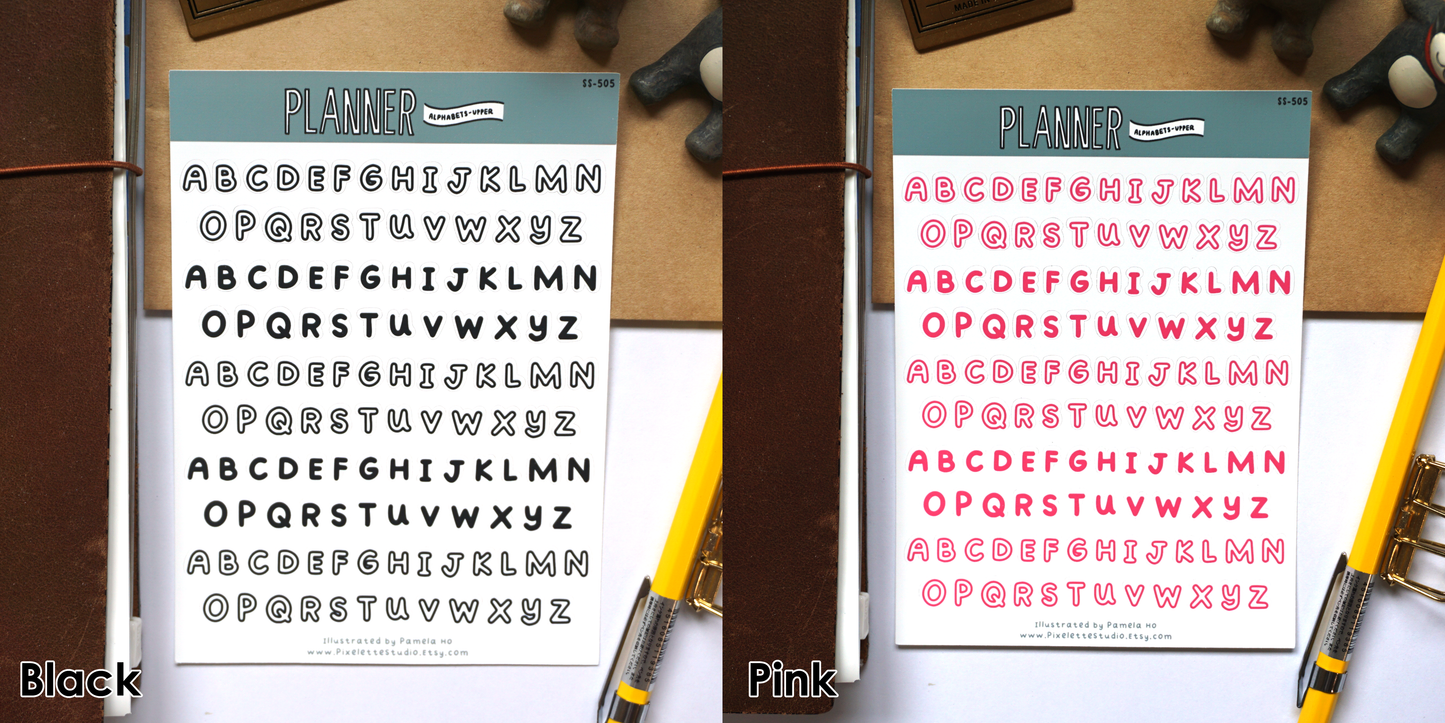 Alphabet Upper Case Letters Sticker Sheet