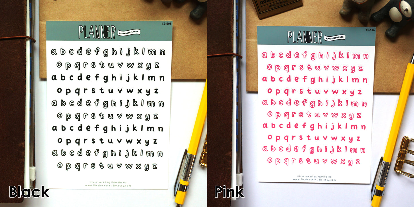 Alphabet Lower Case Letters Sticker Sheet