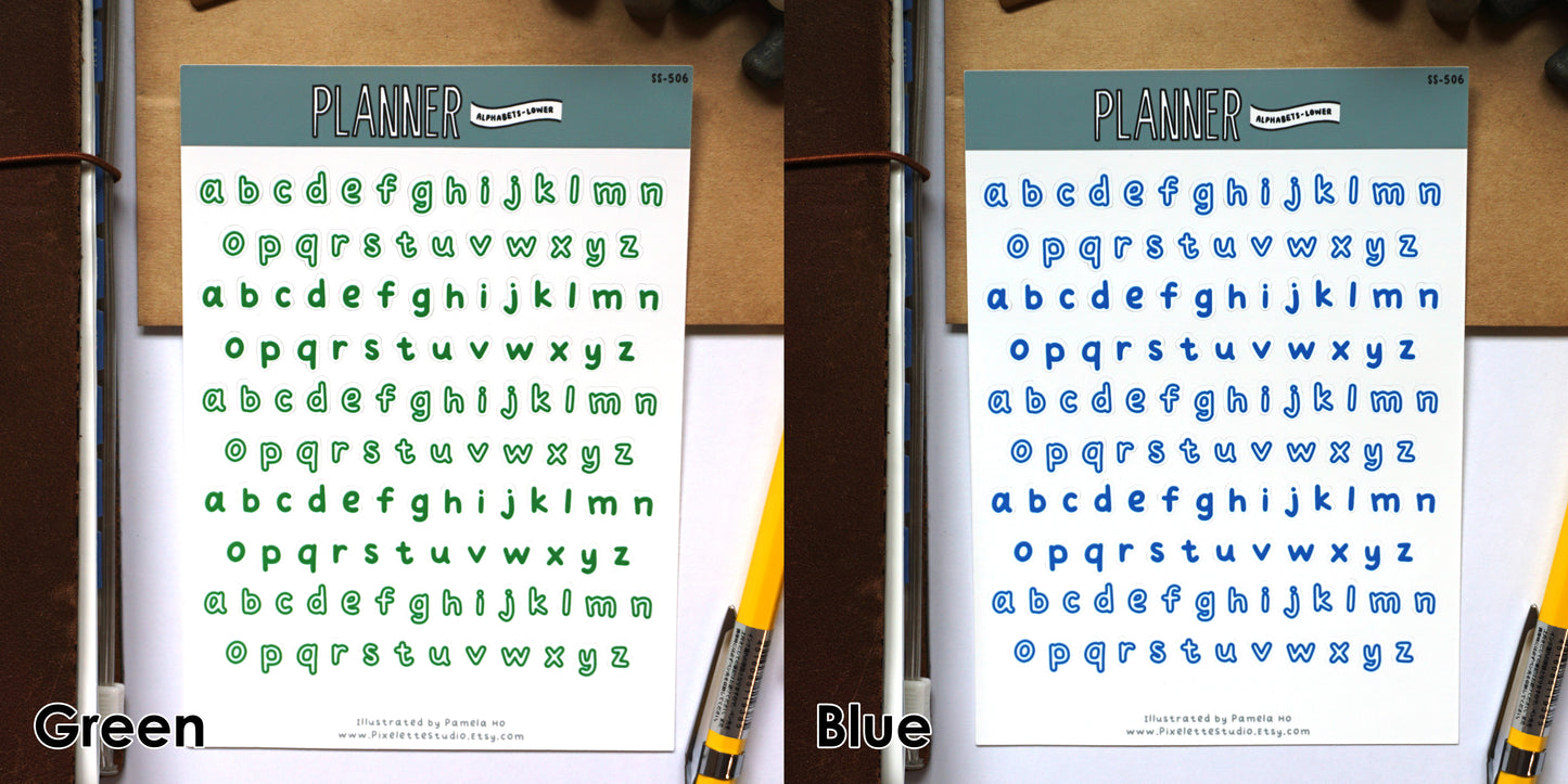 Alphabet Lower Case Letters Sticker Sheet