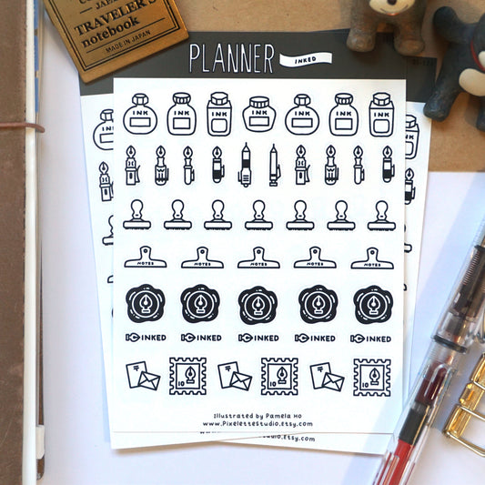 Inked Fountain Pen Sticker Sheet