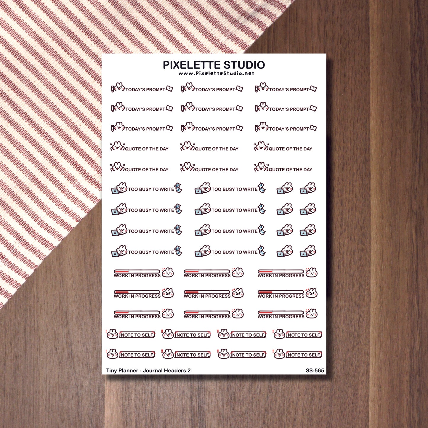 Tiny Planner Journal Headers 2 Sticker Sheet