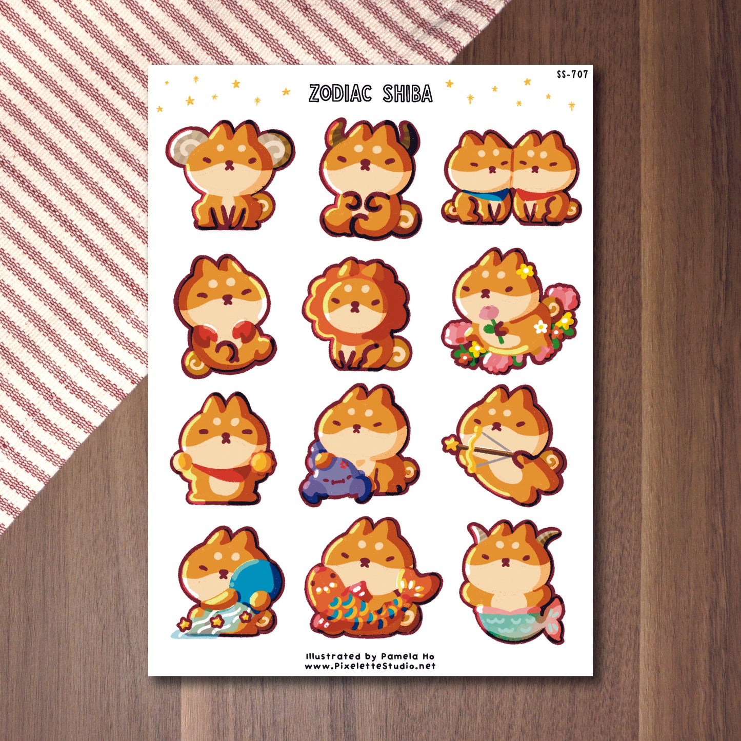 Zodiac Shiba Sticker Sheet